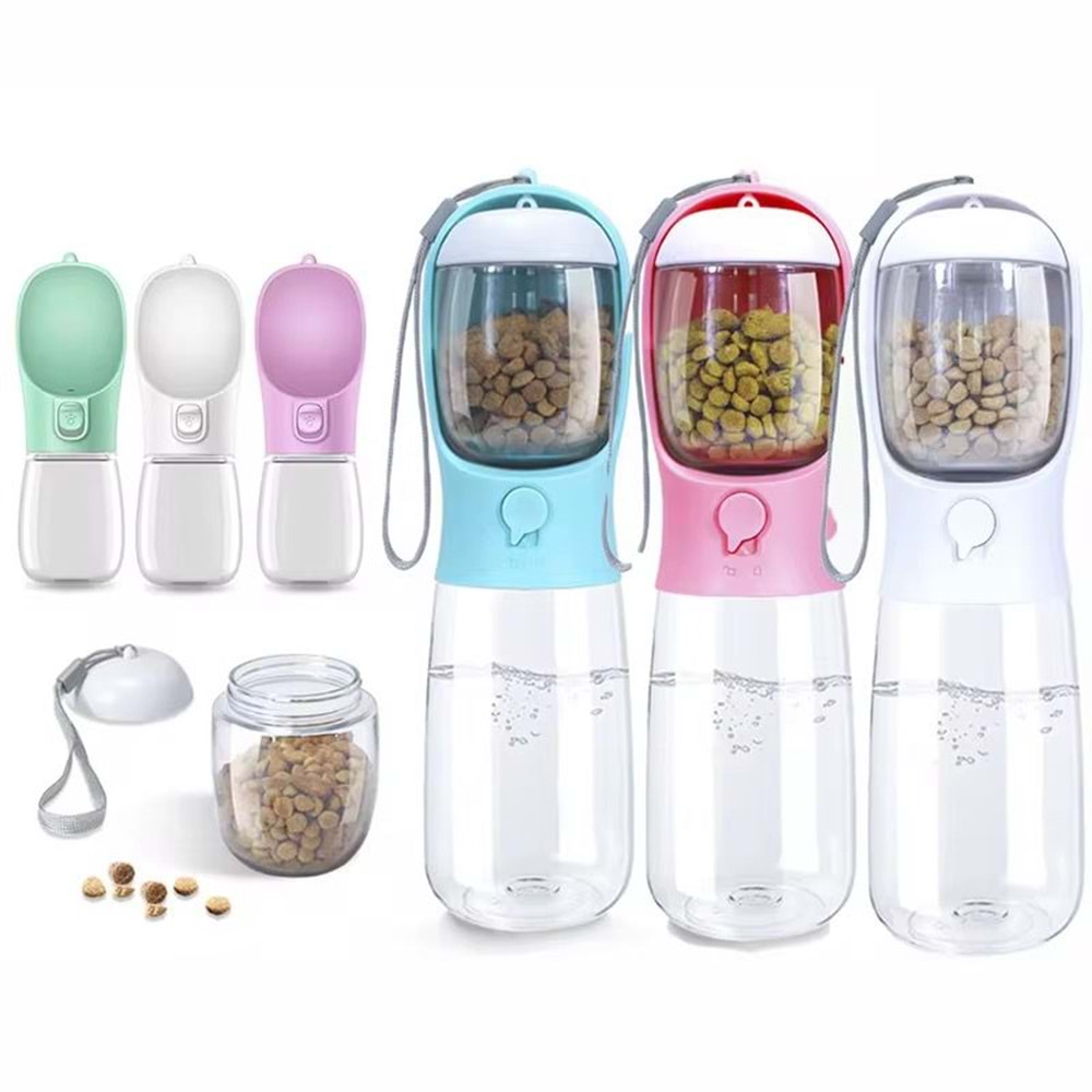 Taşınabilir Su ve Mama Hazneli Seyahat Suluğu 350 Ml