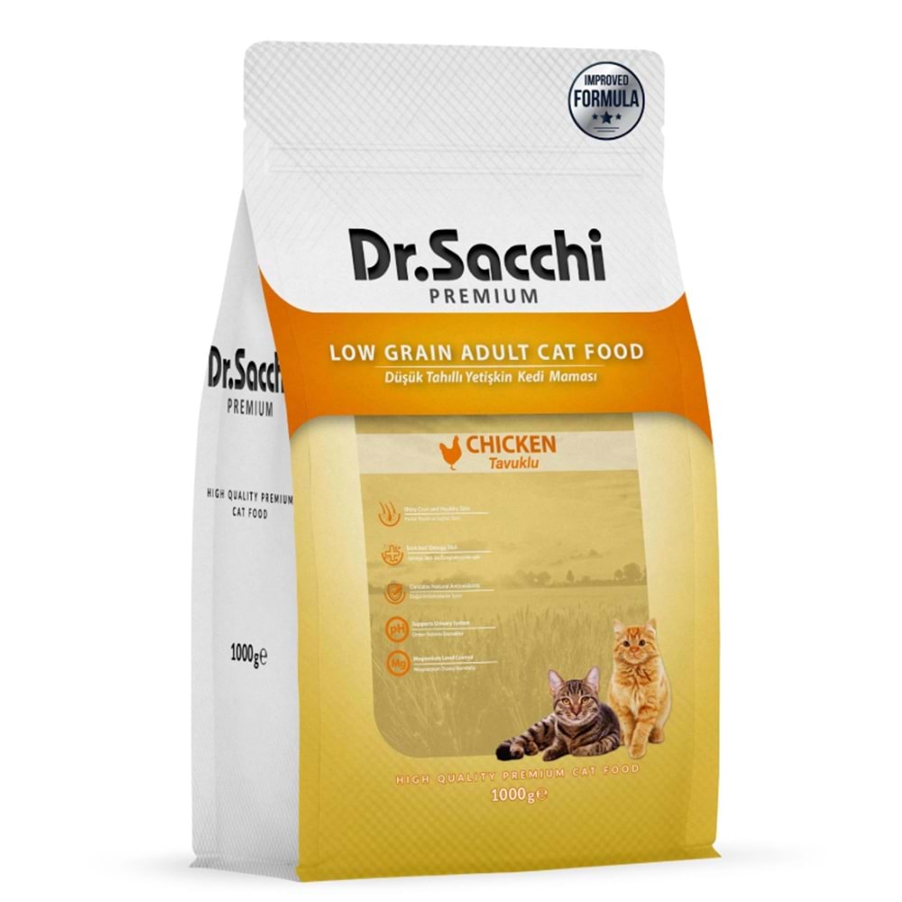 Dr Sacchi Premium Az Tahıllı Tavuklu Kedi Maması 1 Kg