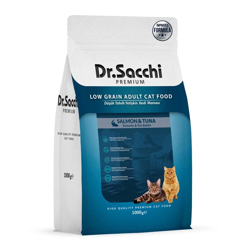 Dr Sacchi Premium Az Tahıllı Somonlu Kedi Maması 1 Kg