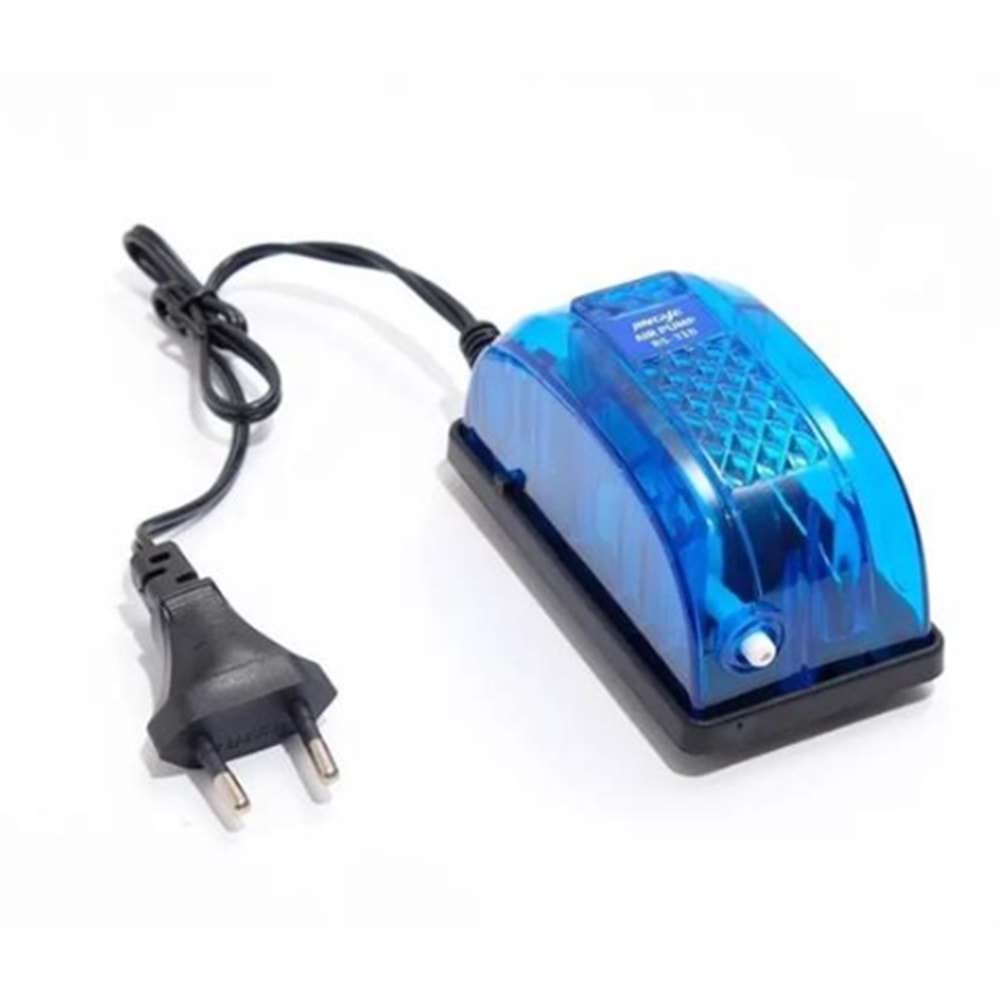 Jingye Çift Çıkışlı Akvaryum Hava Motoru Mavi 5W, 2x4L/Min