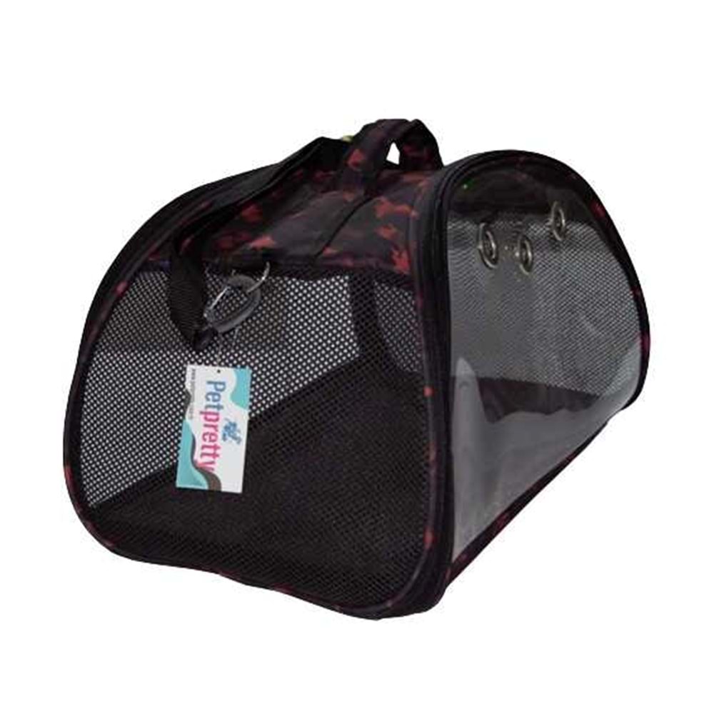 Pet Pretty Şeffaf Çanta Kırmızı Kamuflaj 50x28x28